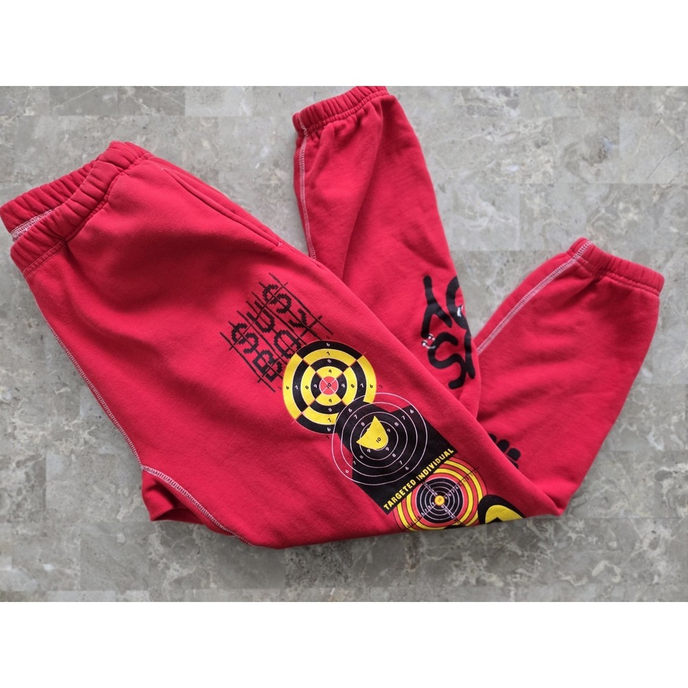 Sus Boy Lil Peep Black Fleece Sweatpants  Jogger Athleisure Red Mens Medium